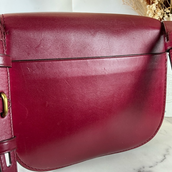 Tory Burch Red Burgundy Smooth Leather Crossbody Saddle Shoulder Bag‎ - Picture 10 of 14